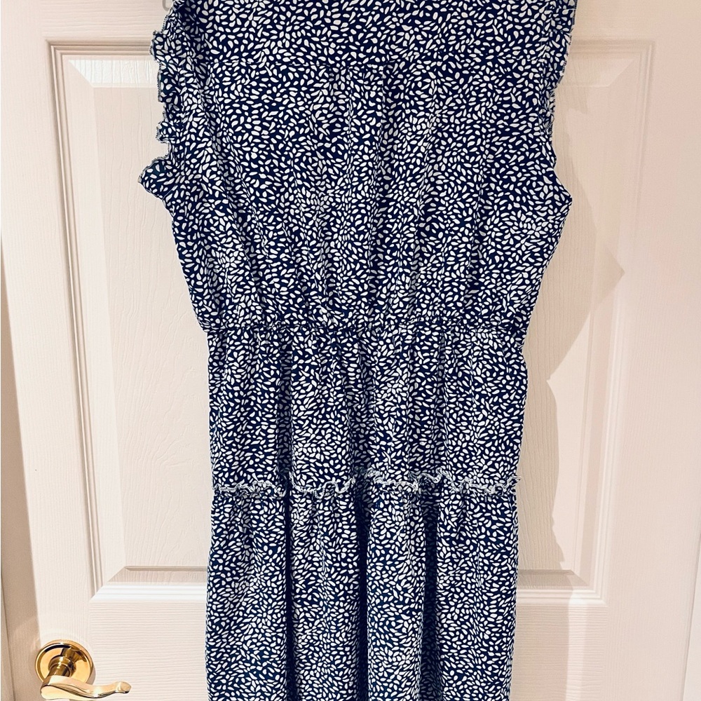 Elegant Blue Patterned Midi Dress